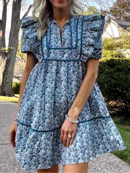 Hyacinth House Dresses & Skirts - Hyacinth House by Tuckernuck Blue Floral Rosaleigh Mini Dress Small